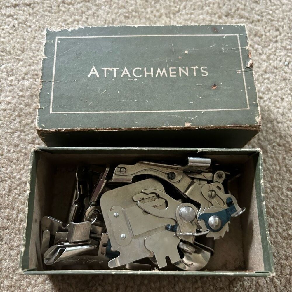 Vintage Box Of Sewing Machine Attachments